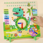Green Dinosaur Calendar wooden learning board