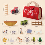 Everything in the wooden farm barn set laid out